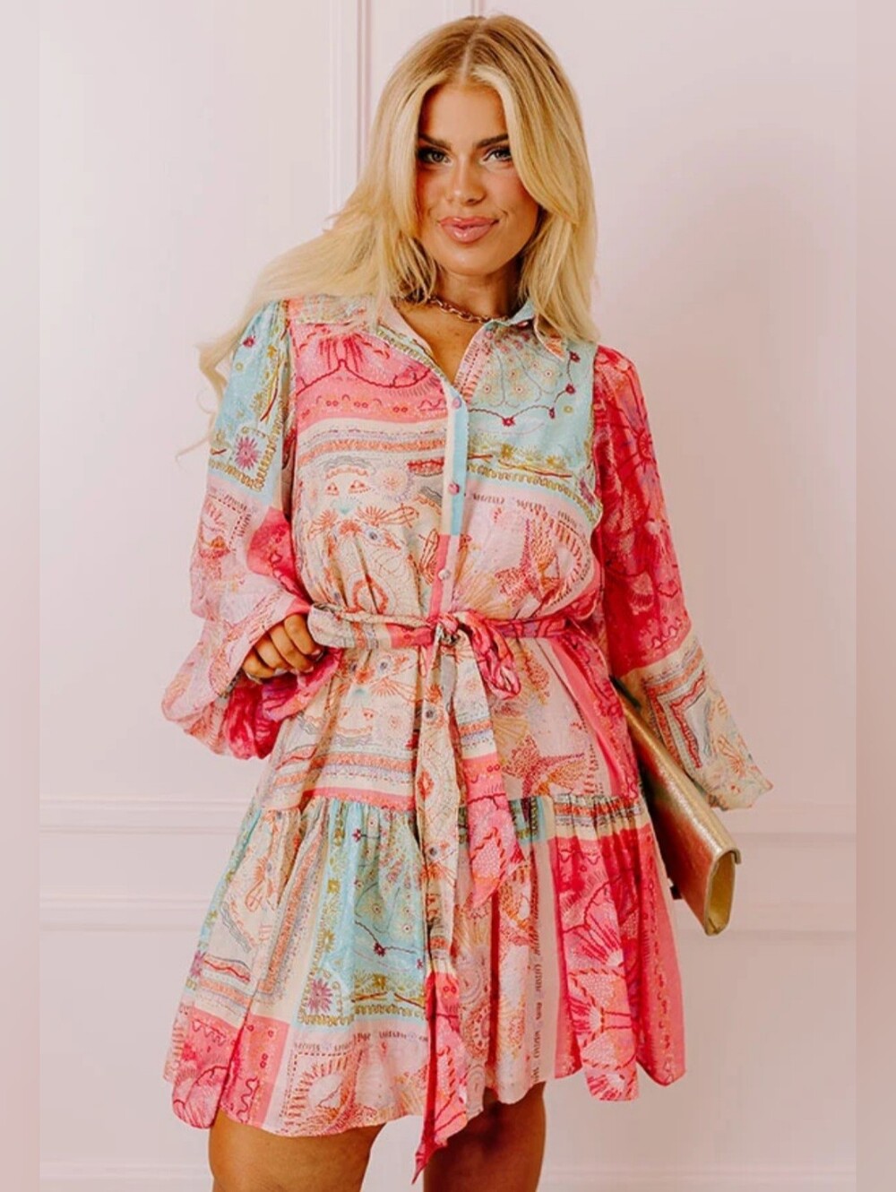Luxxel Boho Long sleeved Mini Dress **NWOT**